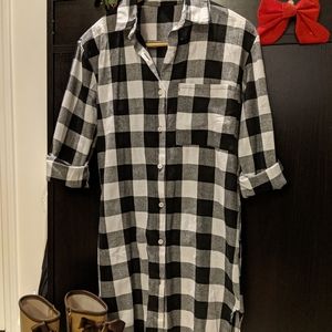 Long sleeve flannel shirt dress